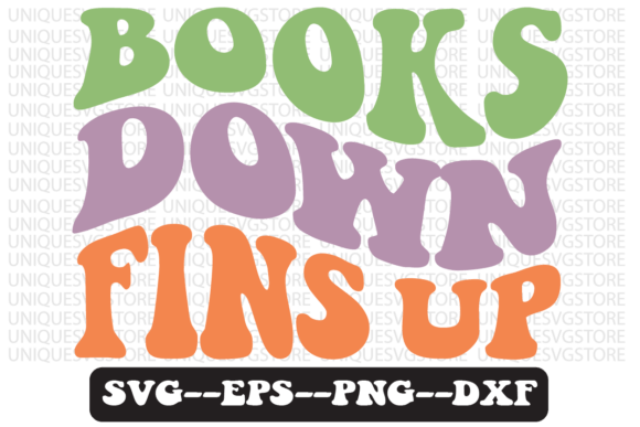 Books Down Fins Up Retro Svg Design